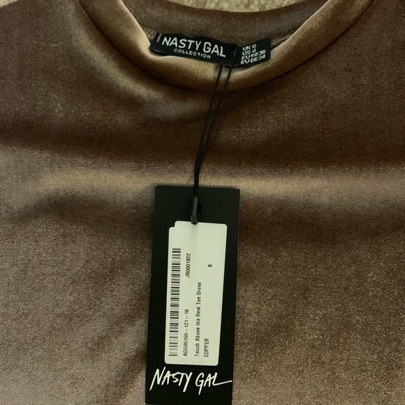 Champagne Velvet Short Sleeved Tee Dress NWT - Picture 5 of 5